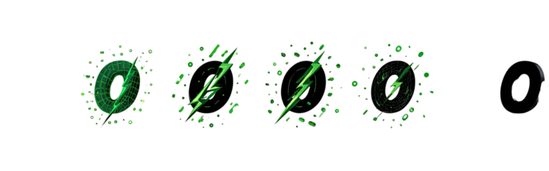 Abstract repeating patterns of emerald green lightning bolts