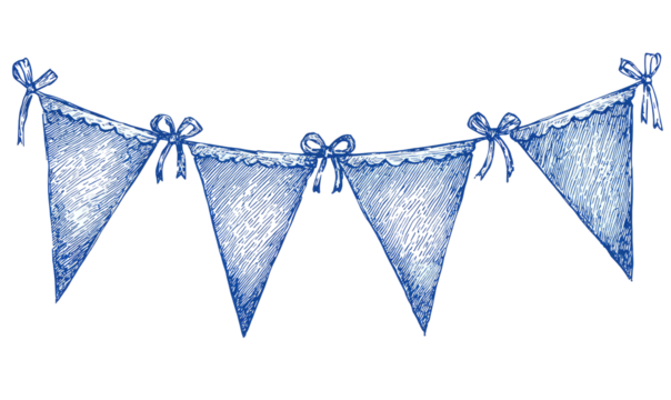 A festive blue banner