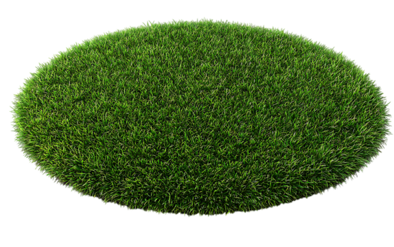 Vibrant green round grass field 3d render isolated for nature scenes and design elements