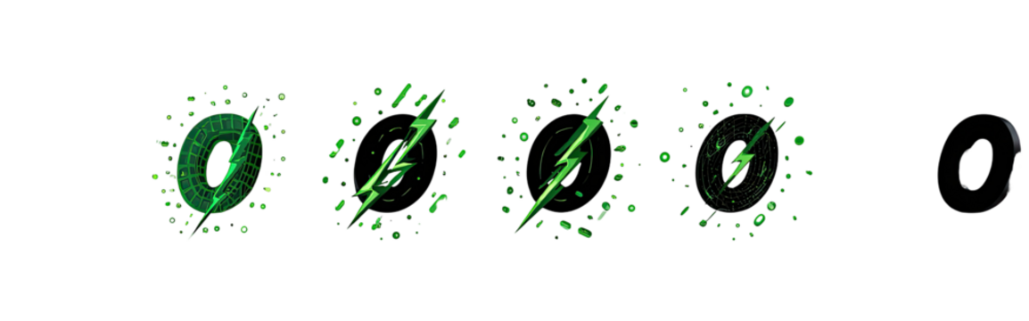 Abstract repeating patterns of emerald green lightning bolts