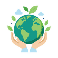 Hands Holding Green Earth Environmental Care Silhouette