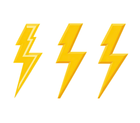Three stylized lightning bolts