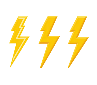 Three stylized lightning bolts