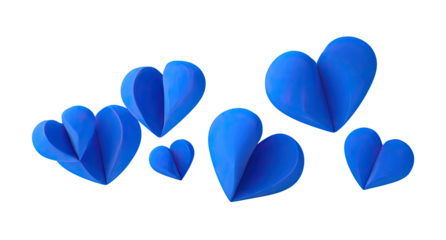 Group of stylized blue hearts