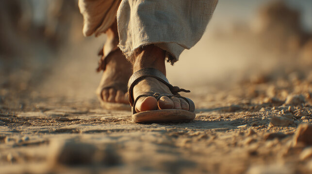 Feet of Walking Jesus Christ