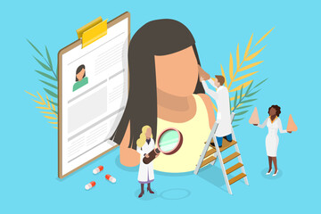 3D Isometric Flat Vector Illustration of Plastic Beauty Operation, Surgery For Reshaping The Nose