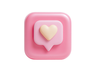 Pink square icon with a heart