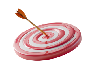 A 3D target with an arrow