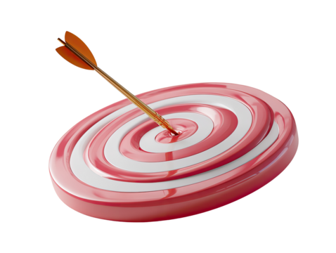 A 3D target with an arrow