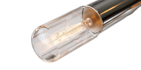 Close-up of a modern filament light bulb