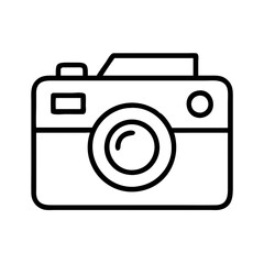 Outline camera vector illustration for photography equipment and digital camera design needs
