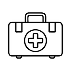 Obraz premium First aid kit vector icon medical emergency healthcare box symbol outline illustration design