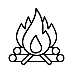 Campfire flame burning vector illustration for camping outdoor fire pit design and travel icon