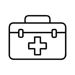 First aid kit vector icon illustration, medical emergency box outline symbol for healthcare app