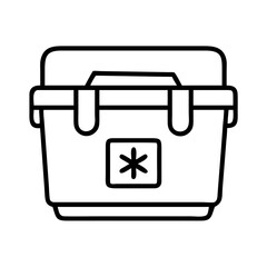 Portable cooler box for camping picnic and outdoor activities insulated ice chest vector line art