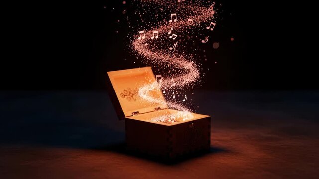Treasure chest opening with glowing particles and light
