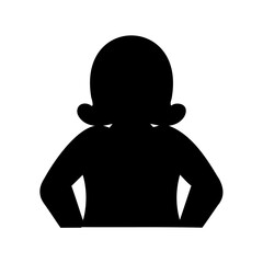 Silhouette of woman with bouffant hairstyle, arms akimbo, on white background