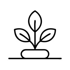 Plant sprout growing in pot vector icon illustration, gardening and agriculture concept design element