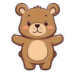 Obraz premium Adorable cartoon bear with chalk like texture cute smile on white background, isolated