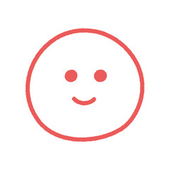 にこにこ笑っている顔の手書きの赤い絵文字 - シンプルでかわいい笑顔やLIKE･いいねのイメージ素材