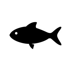 Simple black silhouette of a fish with a distinct dorsal fin