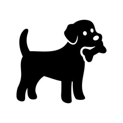 Silhouette of a delightful canine companion proudly carrying a bone in its mouth