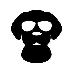Silhouette of a dog with glasses, rendered in solid black color