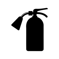 A black silhouette of a fire extinguisher on a white background