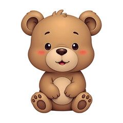 Obraz premium Adorable cartoon bear with a chalk like texture and a sweet smile perfect for childrens designs and projects, isolated