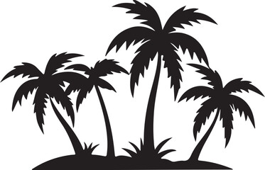 Fototapeta premium Tropical Palm Trees Silhouette in Flat Design Style