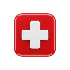 Obraz premium Create Red Square Icon with White Cross, Transparent Background Design Tutorial