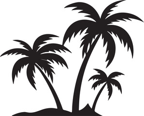 Fototapeta premium Stylized Palm Trees on a Small Island Silhouette