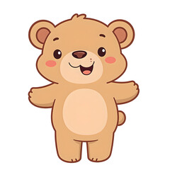 Fototapeta premium Adorable cartoon bear in pastel colors exuding joy with a big grin Perfect for childrens designs and projects, isolated