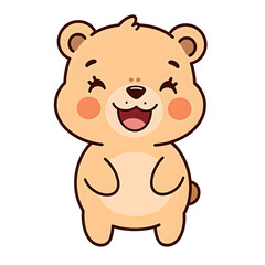 Adorable cartoon bear in pastel colors exuding joy with a big grin Perfect for childrens designs and projects, isolated