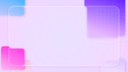 Transparent rounded rectangle liquid glass frame background, realistic glassmorphism user interface, abstract empty frosted plate on pink minimal geometry, blurred UI design illustration