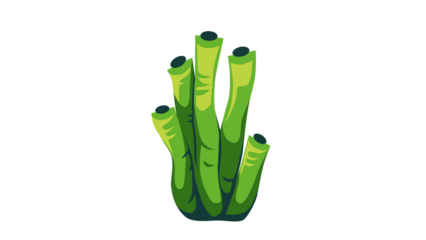 PNG Cartoon underwater sea landscape constructor with fishes and ocean animals, vector undersea world. Underwater coral reef characters of octopus with turtle,