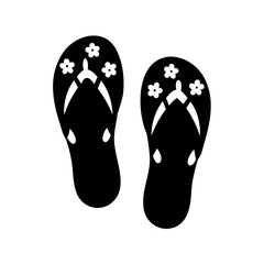 Elegant black and white floral flip flops vector icon illustration design
