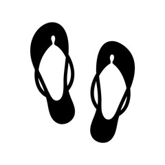 Black silhouette of summer sandals on a white background, simple image