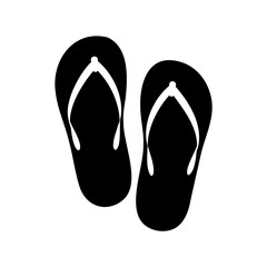 A Simple Graphic Depiction of a Pair of Black Beach Flip Flops