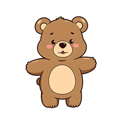 Adorable cartoon bear with a chalk like texture and a gentle smile perfect for cheerful designs and childrens themes, isolated