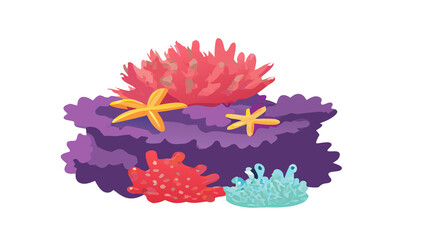 PNG Cartoon underwater sea landscape constructor with fishes and ocean animals, vector undersea world. Underwater coral reef characters of octopus with turtle, © vector