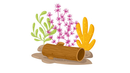 PNG Cartoon underwater sea landscape constructor with fishes and ocean animals, vector undersea world. Underwater coral reef characters of octopus with turtle,