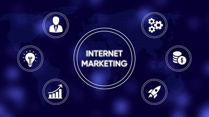 Global Internet Marketing Concept with Business Icons and World Map Overlay online marketing digital marketing - Powered by Adobe