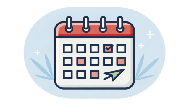 Calendar Icon with Checkmark and Cursor, Planning and Scheduling Concept Illustration
