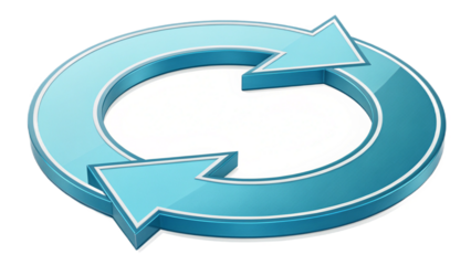3D Blue Recycle Symbol on Transparent Background