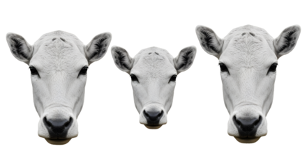 Three Charolais Cow Heads Isolated