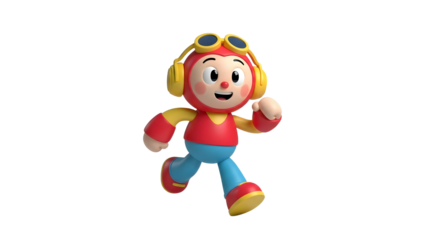 Cartoon Pilot Boy Running Character Illustration