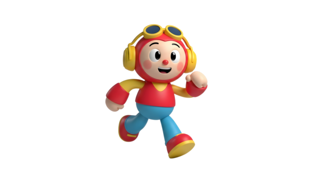 Cartoon Pilot Boy Running Character Illustration