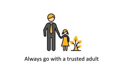 Child Safety Education: Always Go with a Trusted Adult Icon Illustration