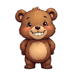 Obraz premium Adorable cartoon bear with a fuzzy texture and a friendly smile perfect for childrens illustrations and designs, isolated